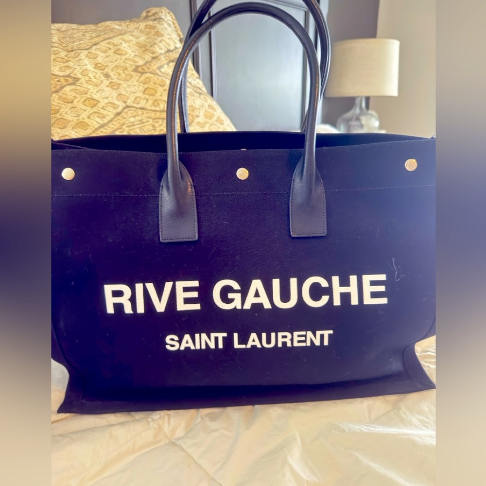 Saint Laurent Black Rive Gauche Tote Bag